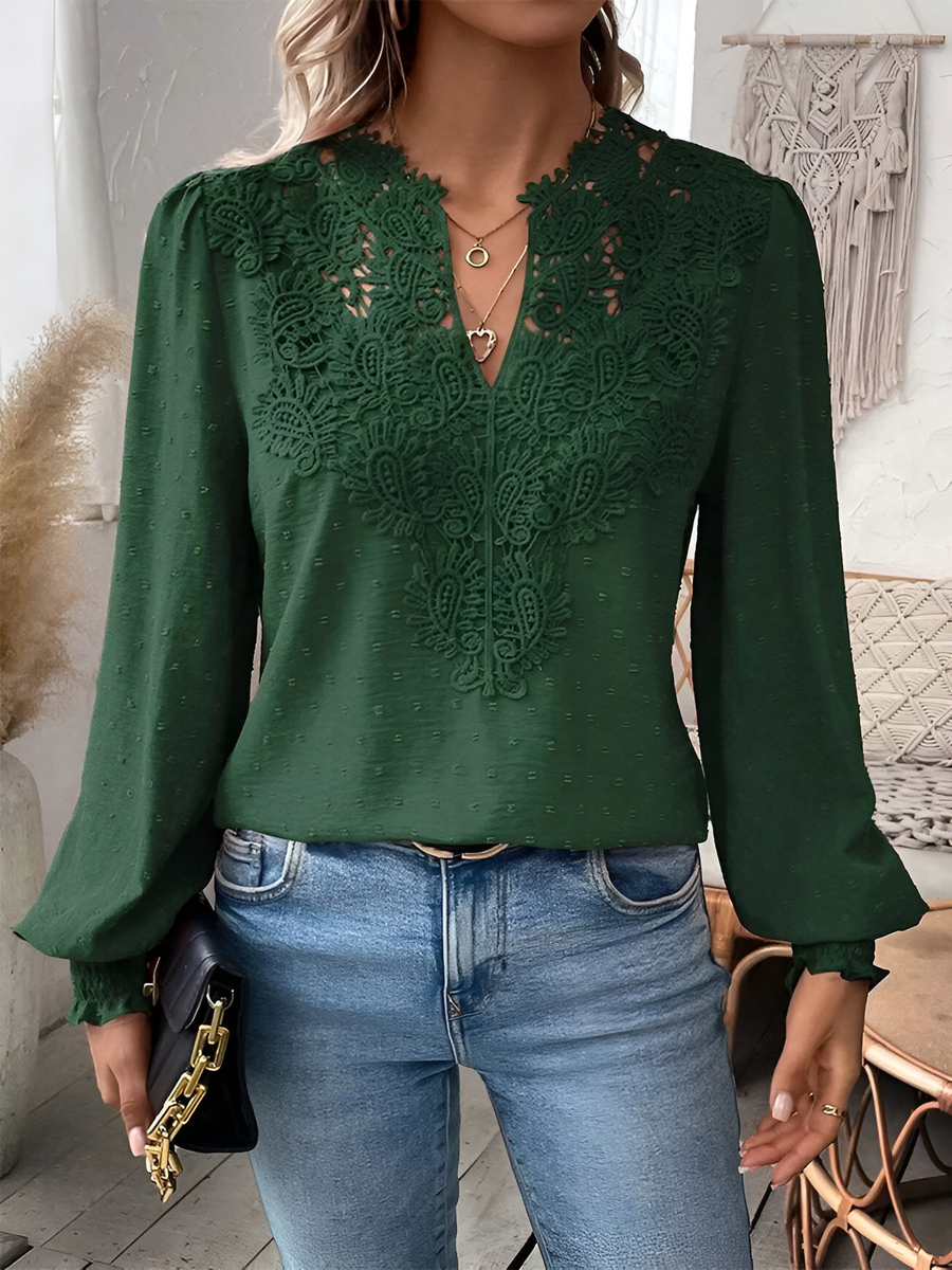 Lena - Elegante camicetta a maniche lunghe con scollo a V