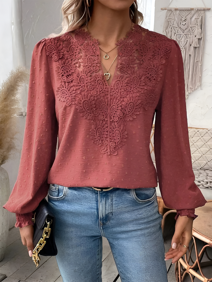 Lena - Elegante camicetta a maniche lunghe con scollo a V