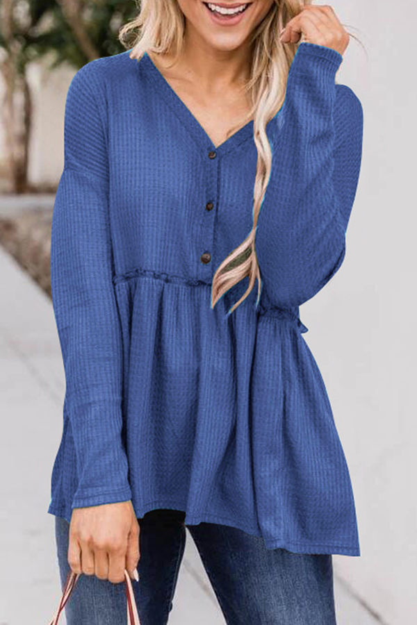 Novella - Blusa casual a manica lunga con scollo a V