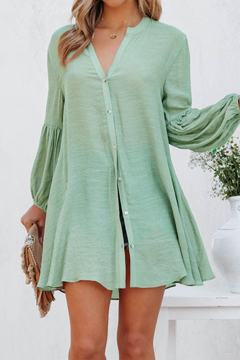 Emmalyn - Blusa elegante con scollo a V e maniche lunghe