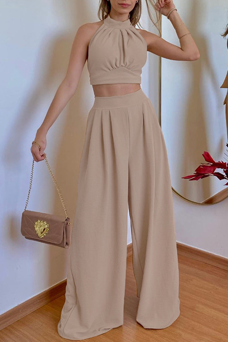Corinna - Elegante completo con top senza maniche e pantaloni a gamba larga