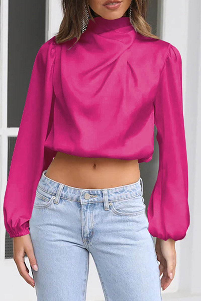Aina - Elegante camicetta con collo halter e maniche lunghe