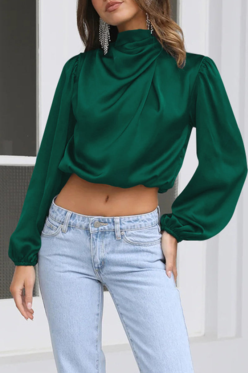Aina - Elegante camicetta con collo halter e maniche lunghe