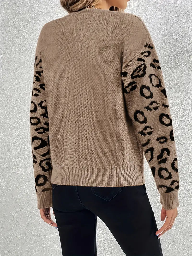 Celia - Maglione da donna con stampa leopardata