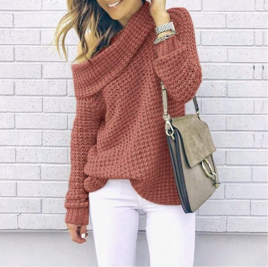 Aica - Maglione casual monospalla in maglia