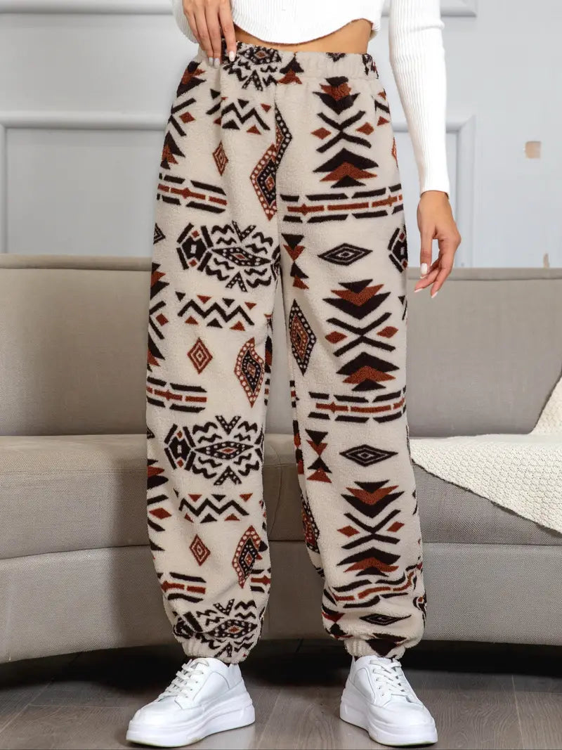 Marta - Joggers con motivo azteco e fondo rigido