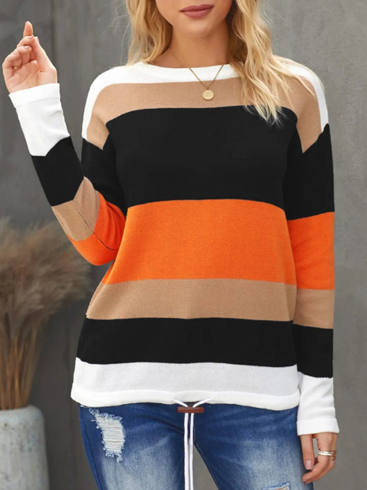 Virelia - Maglione casual a righe con maniche lunghe
