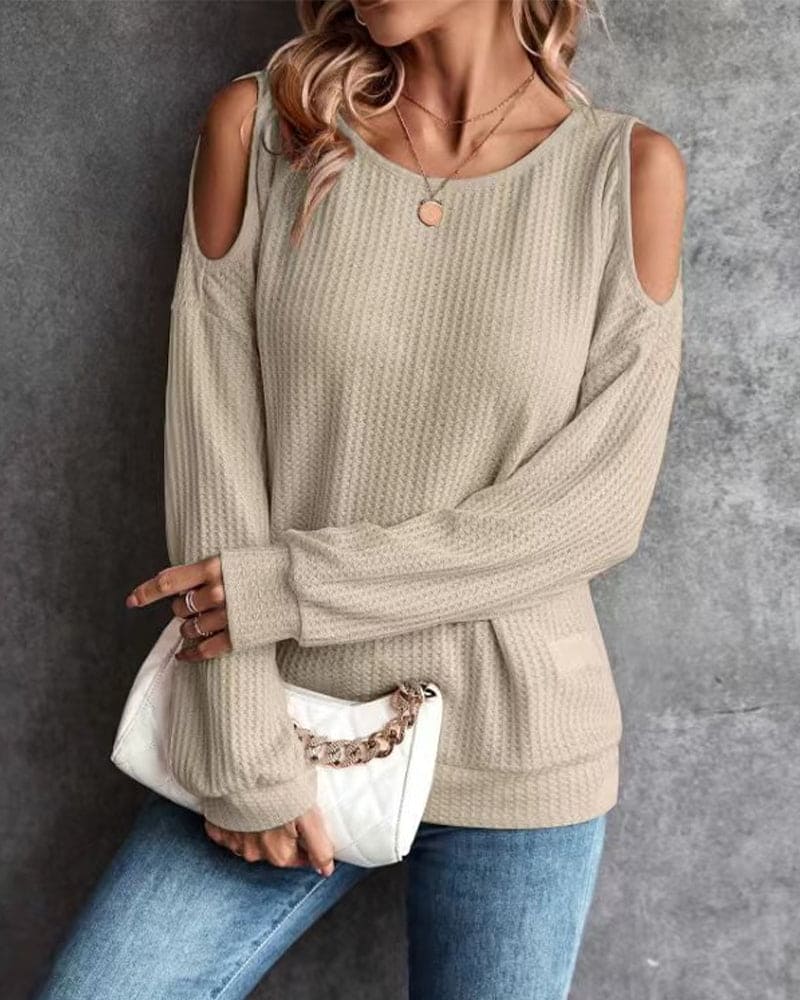 Juliet - Maglione casual a maniche lunghe con spalle scoperte