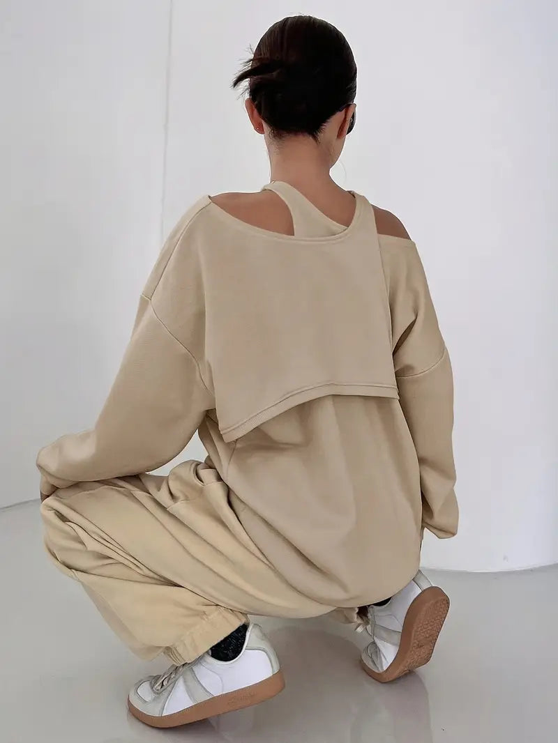 Agatha - Felpa con scollo asimmetrico e spalle scoperte per donna