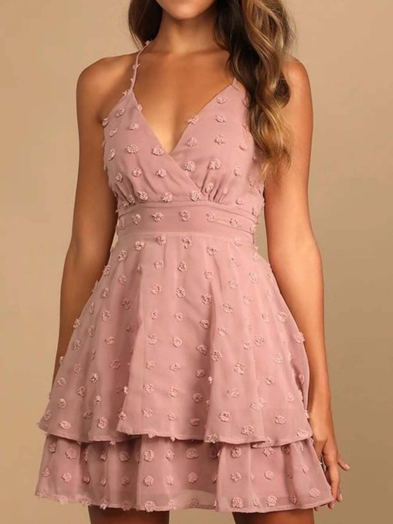 Shania - Miniabito elegante a pois con scollo a V