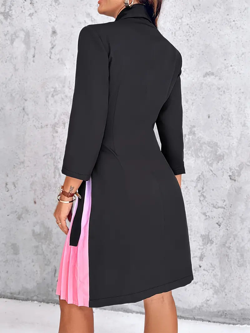 Lorraine - Elegante abito blazer con pieghe e sfumatura di colore