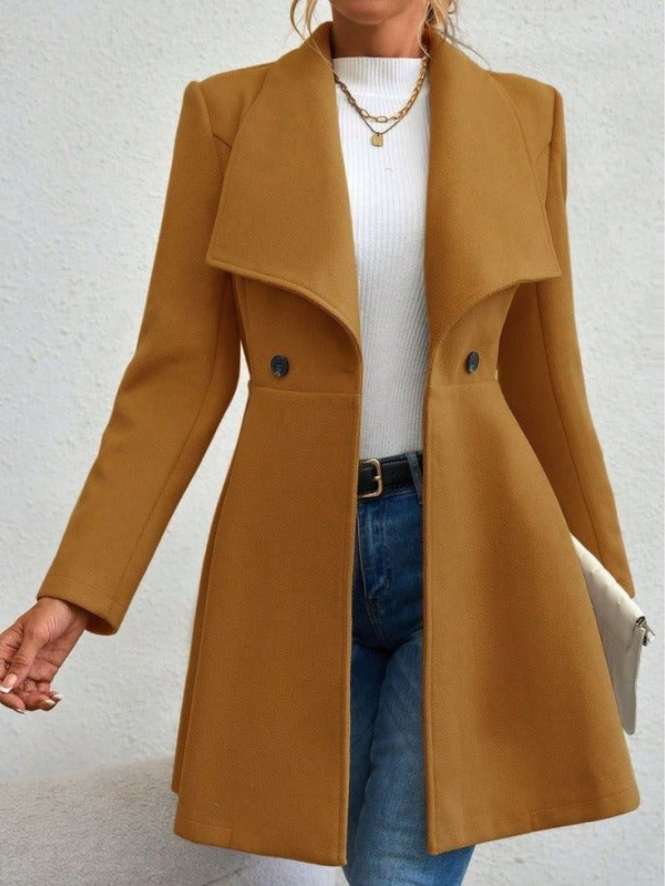 Lacina - Elegante trench lungo con colletto ampio