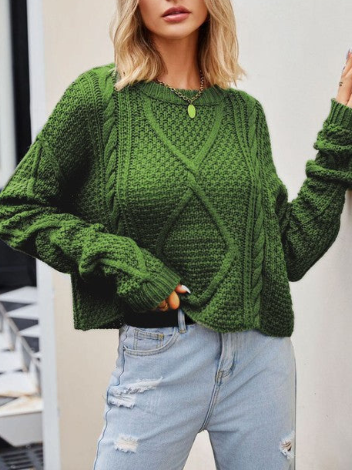 Felisia - Maglione corto trendy in maglia intrecciata