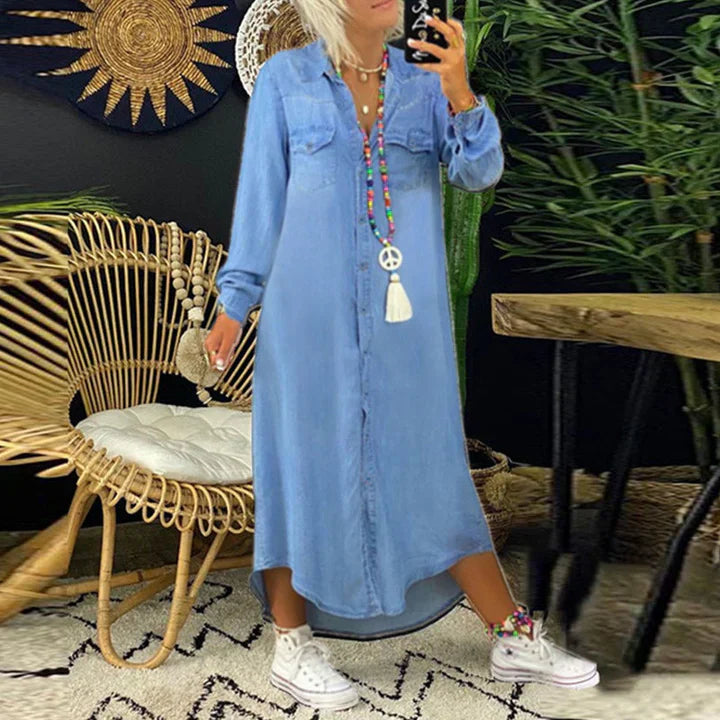 Sara - Abito in denim monocolore per donna