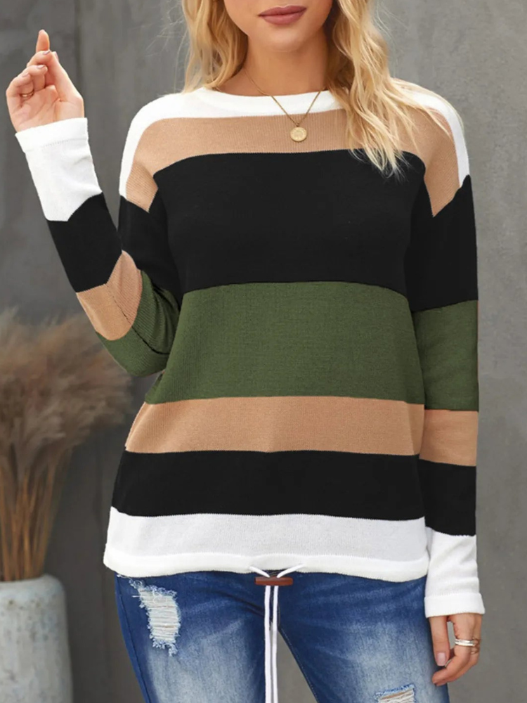 Virelia - Maglione casual a righe con maniche lunghe