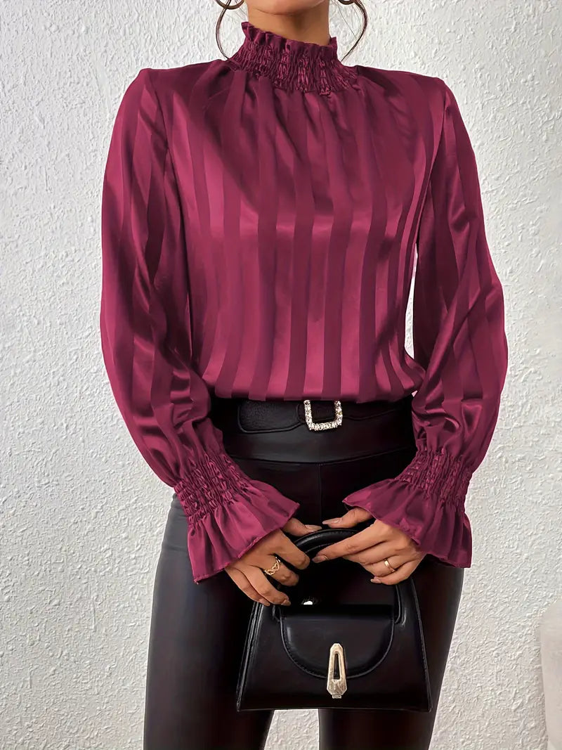 Lottie - Elegante blusa arricciata con scollo tondo