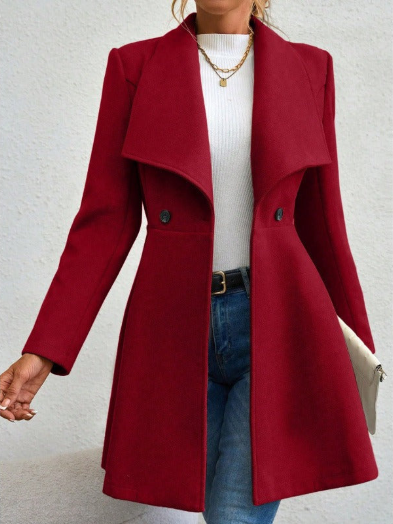 Lacina - Elegante trench lungo con colletto ampio