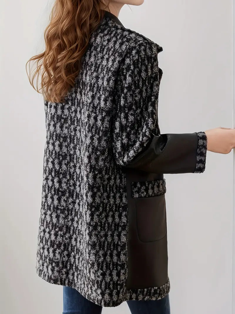Dorothea - Elegante blazer in pelle PU effetto teddy fleece