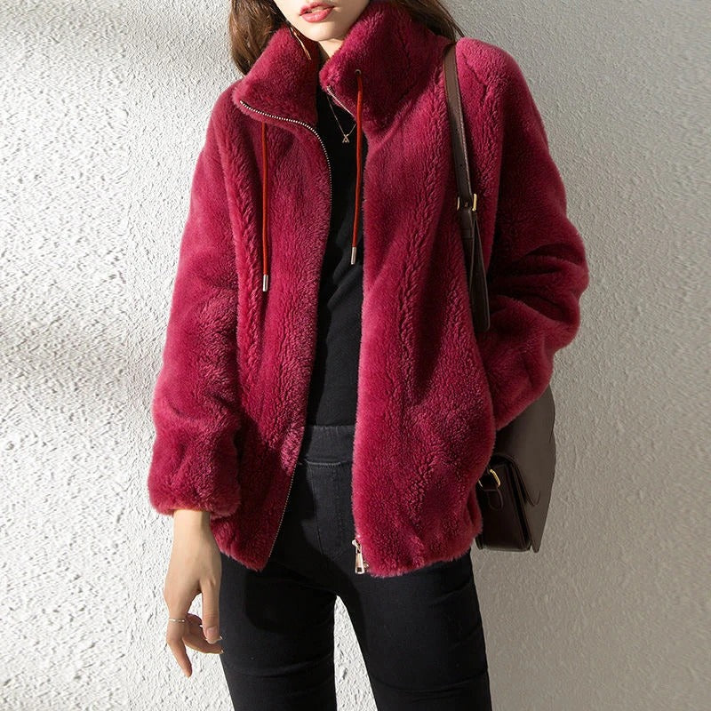 Lannie - Giacca casual in pile caldo con zip