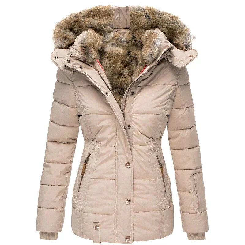 Greta - Cappotto invernale alla moda con fodera in pelliccia per donna