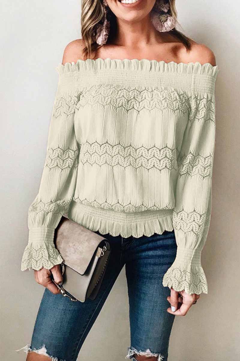 Rana - Elegante blusa off-shoulder a maniche lunghe