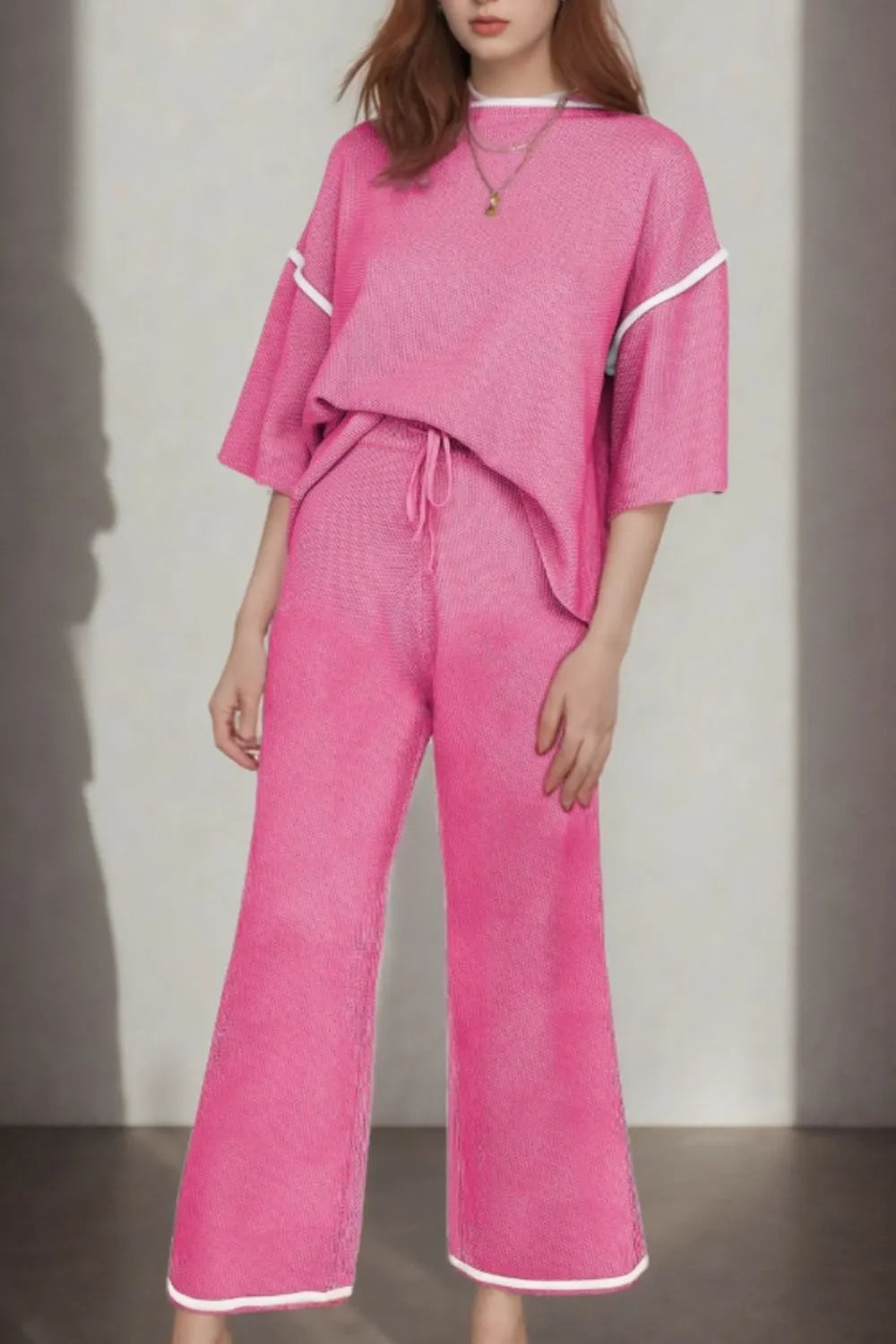 Kerenza - Completo casual con t-shirt oversize e pantaloni larghi