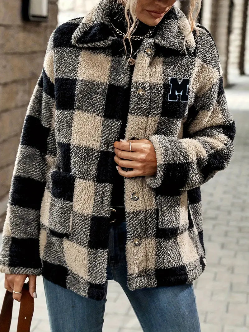 Debra - Cappotto con revers e motivo a quadri