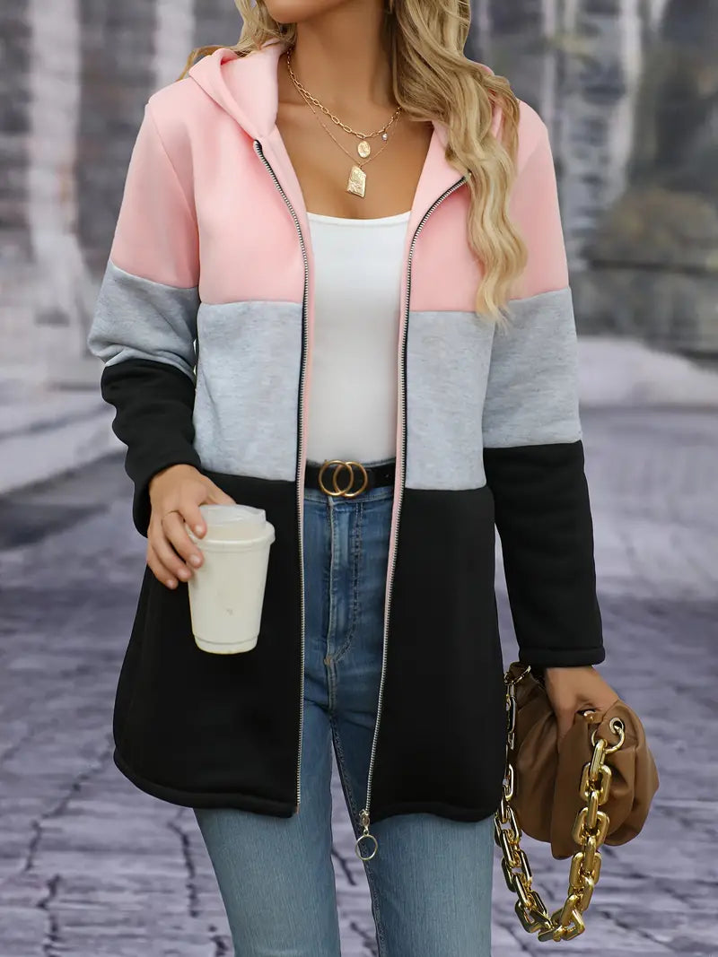 Beatrice Elegante felpa con cappuccio color block per donna