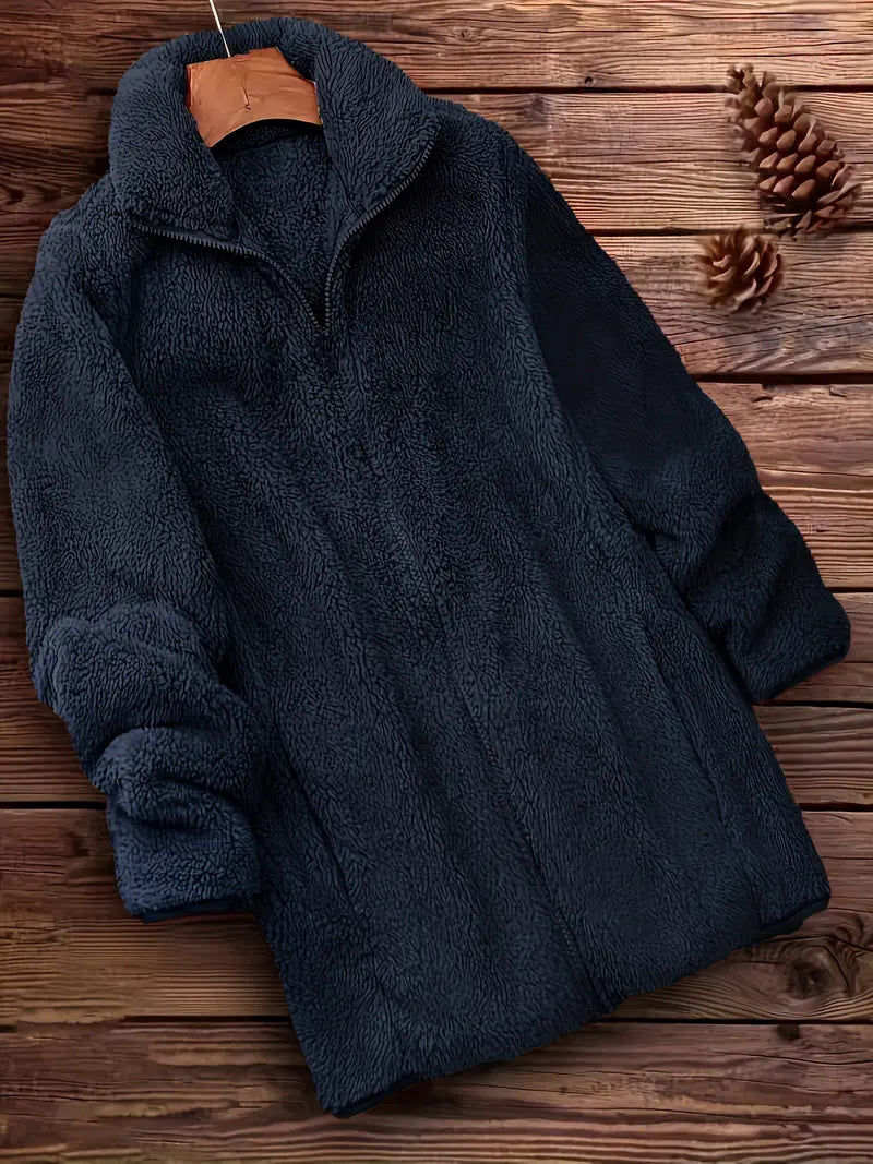 Edith - Cappotto teddy tinta unita con cerniera