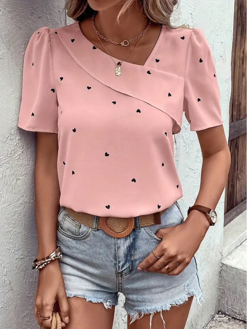 Danaya - Blusa Elegante con Maniche Corte e Stile