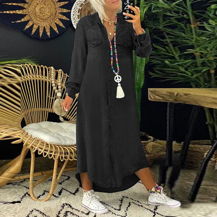 Sara - Abito in denim monocolore per donna