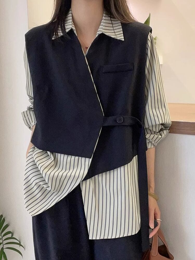 Matilda - Elegante top patchwork a righe