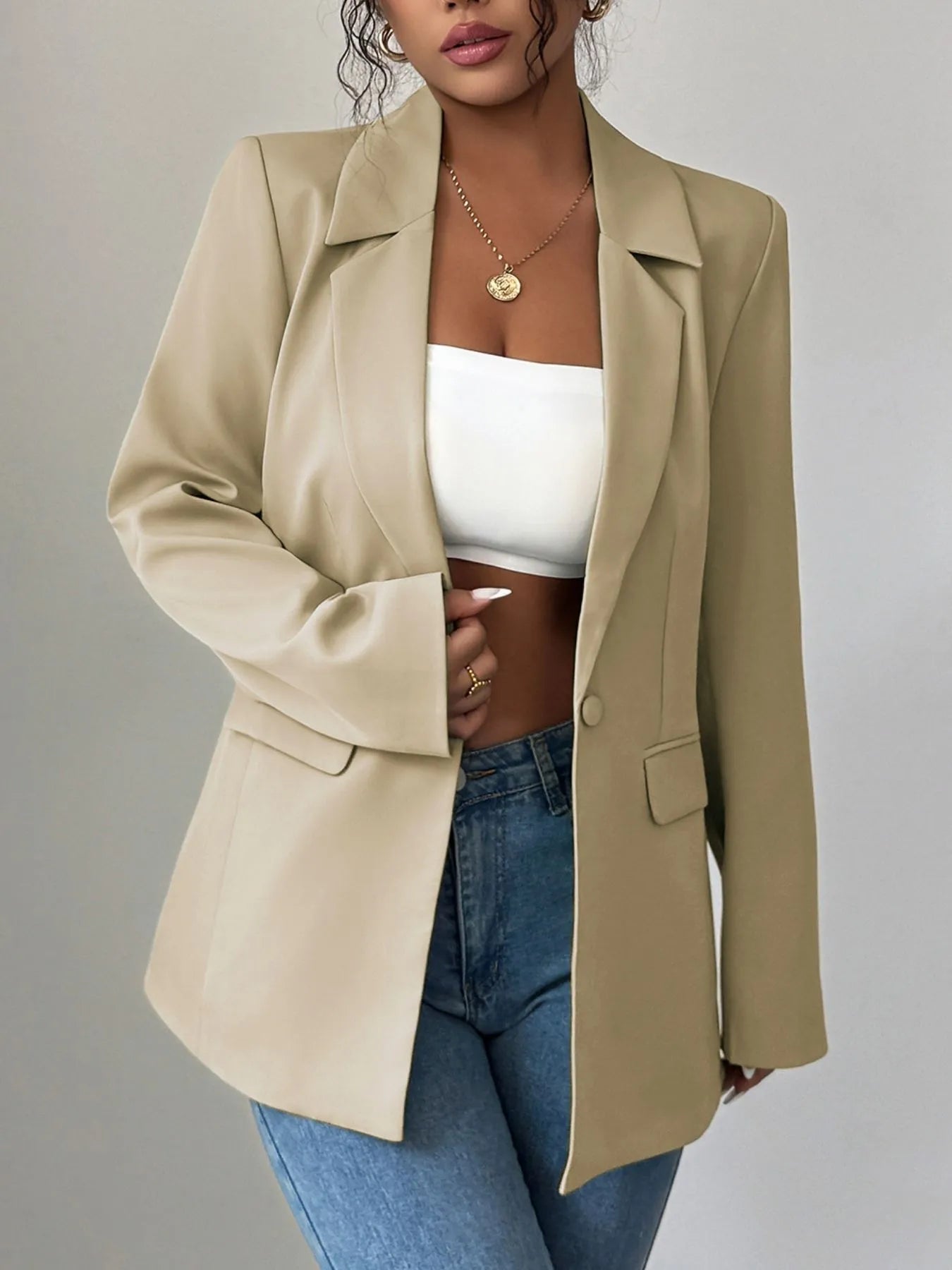 Lilibet - Elegante blazer con revers e bottone singolo