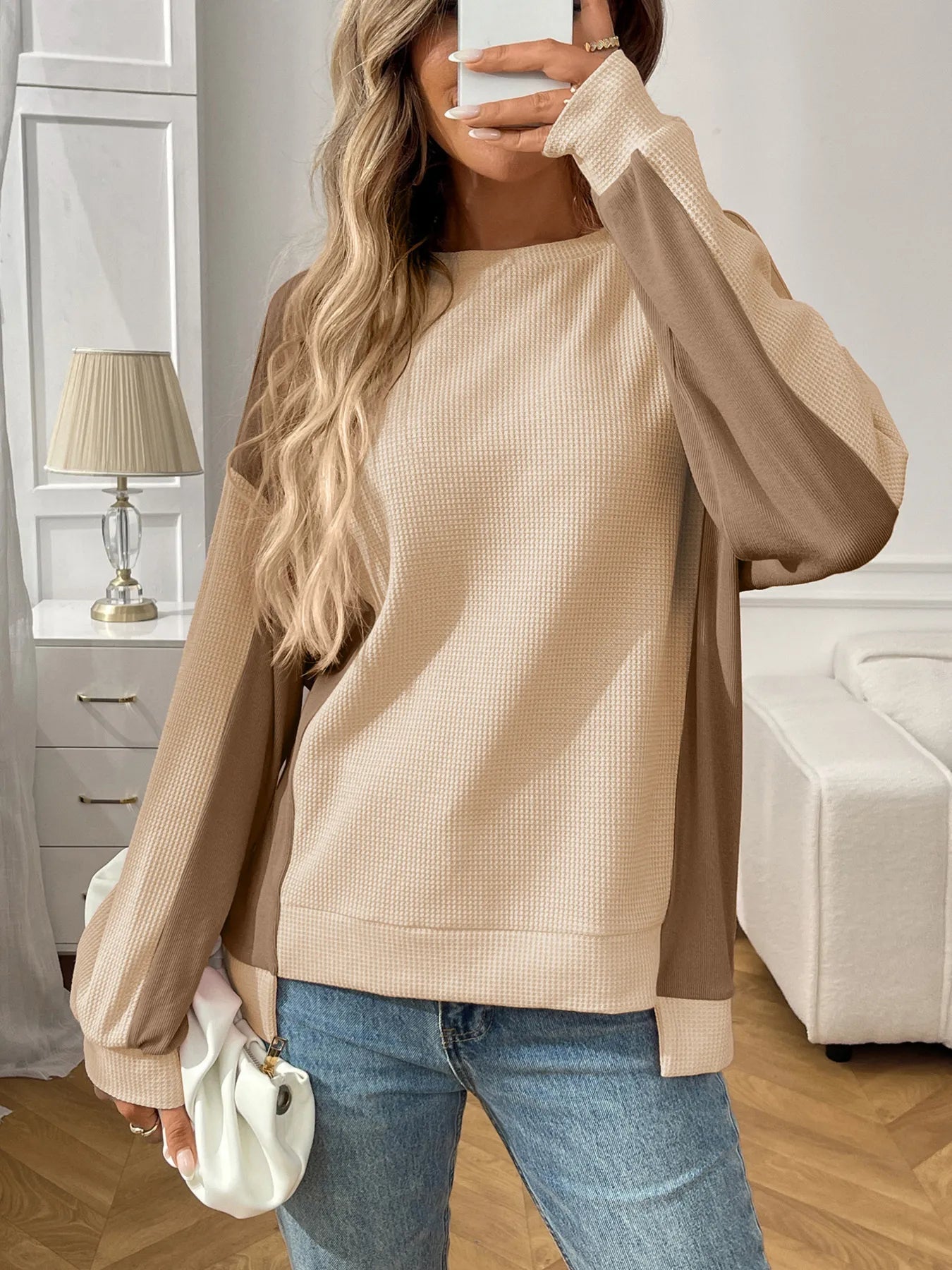 Kaelira - Felpa casual ed elegante a maniche lunghe con blocchi di colore