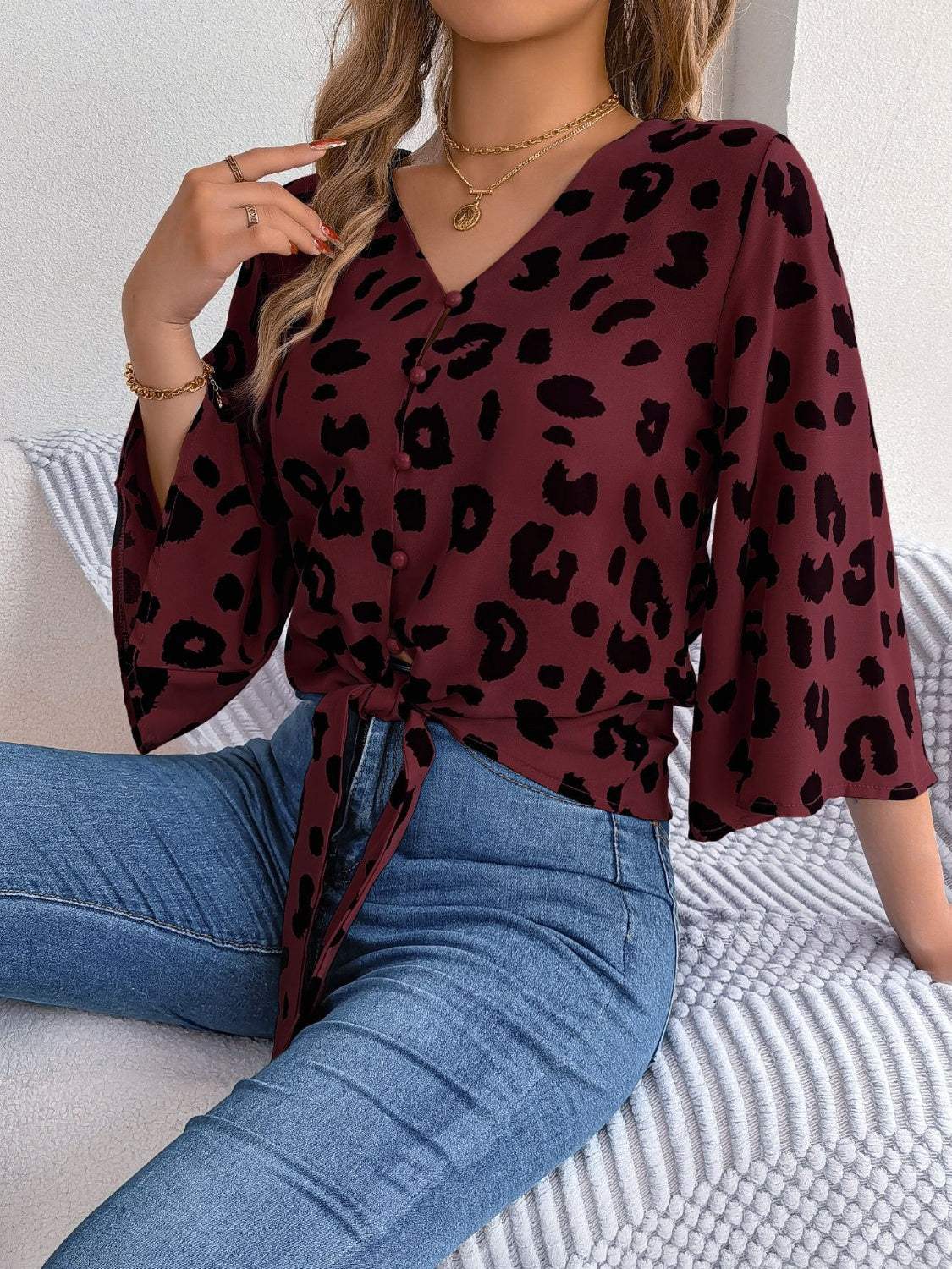 Suzan - Camicetta ampia con stampa leopardata