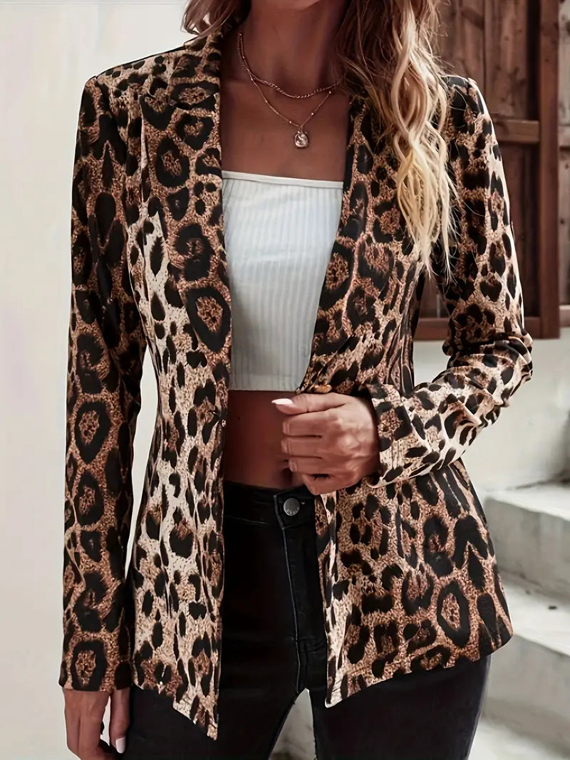 Evie - Blazer leopardato aperto sul davanti
