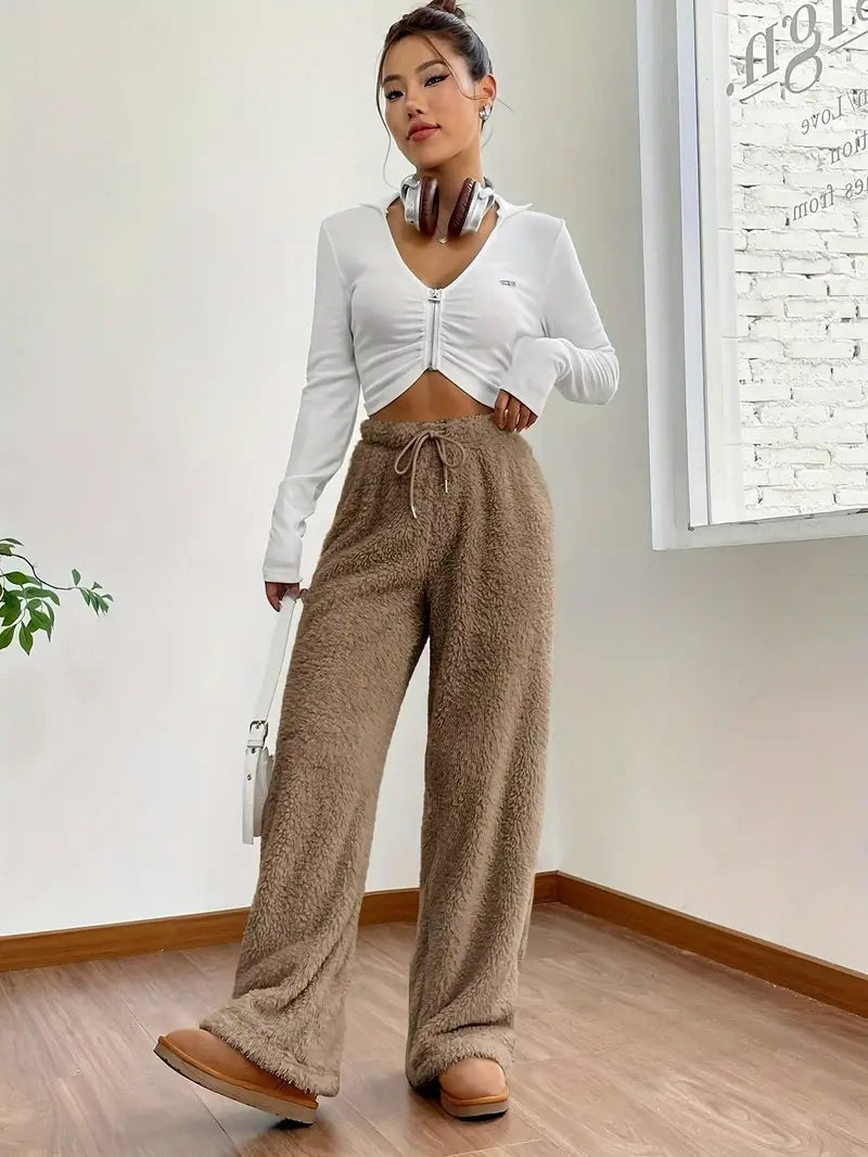 Patricia - Pantaloni a gamba larga con coulisse in vita
