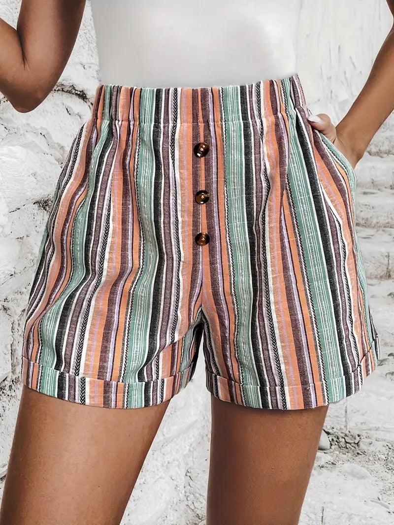 Maggie - Pantaloncini a vita alta con strisce a contrasto