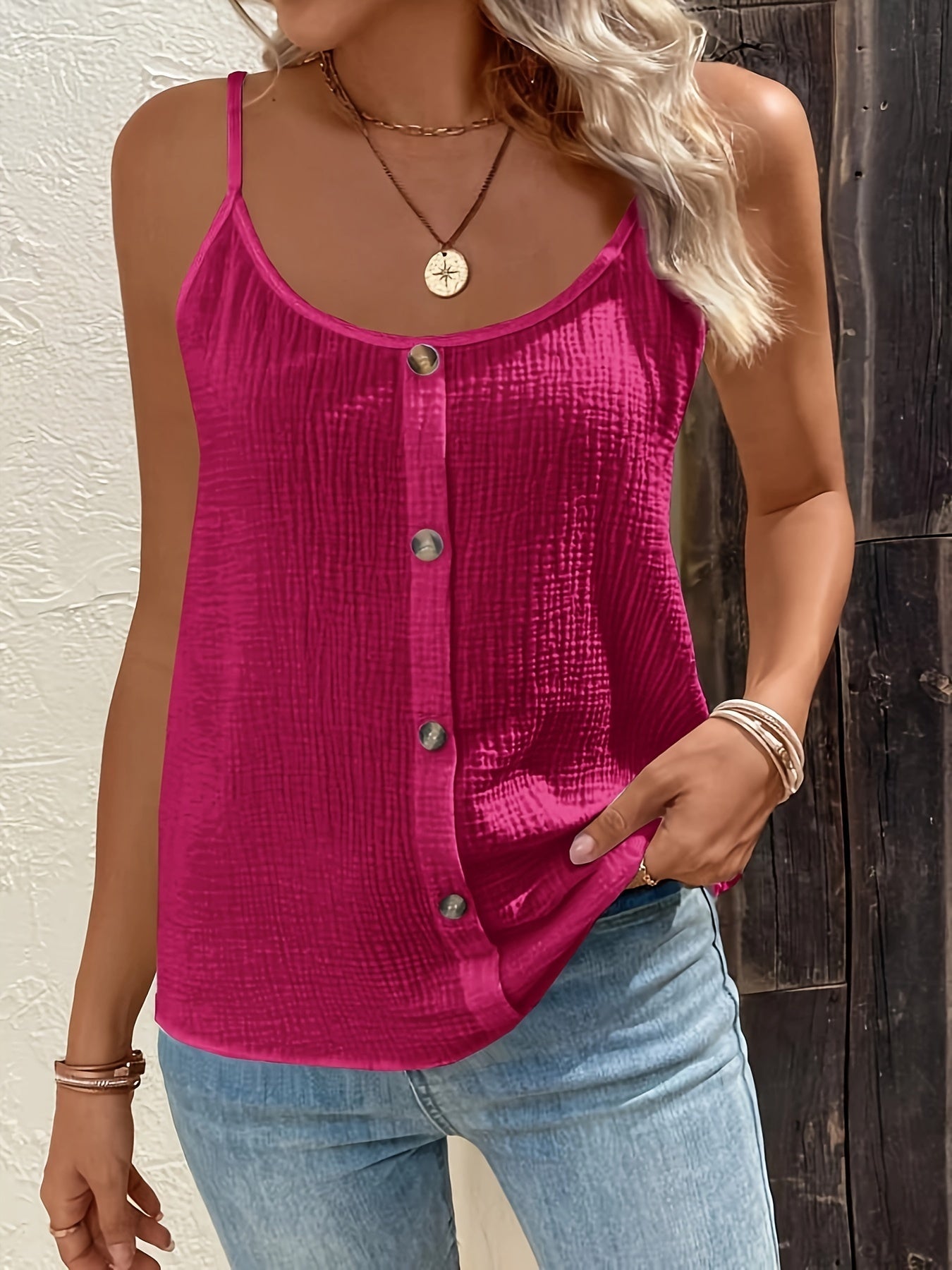 Agnes - Canotta casual senza maniche con bottoni