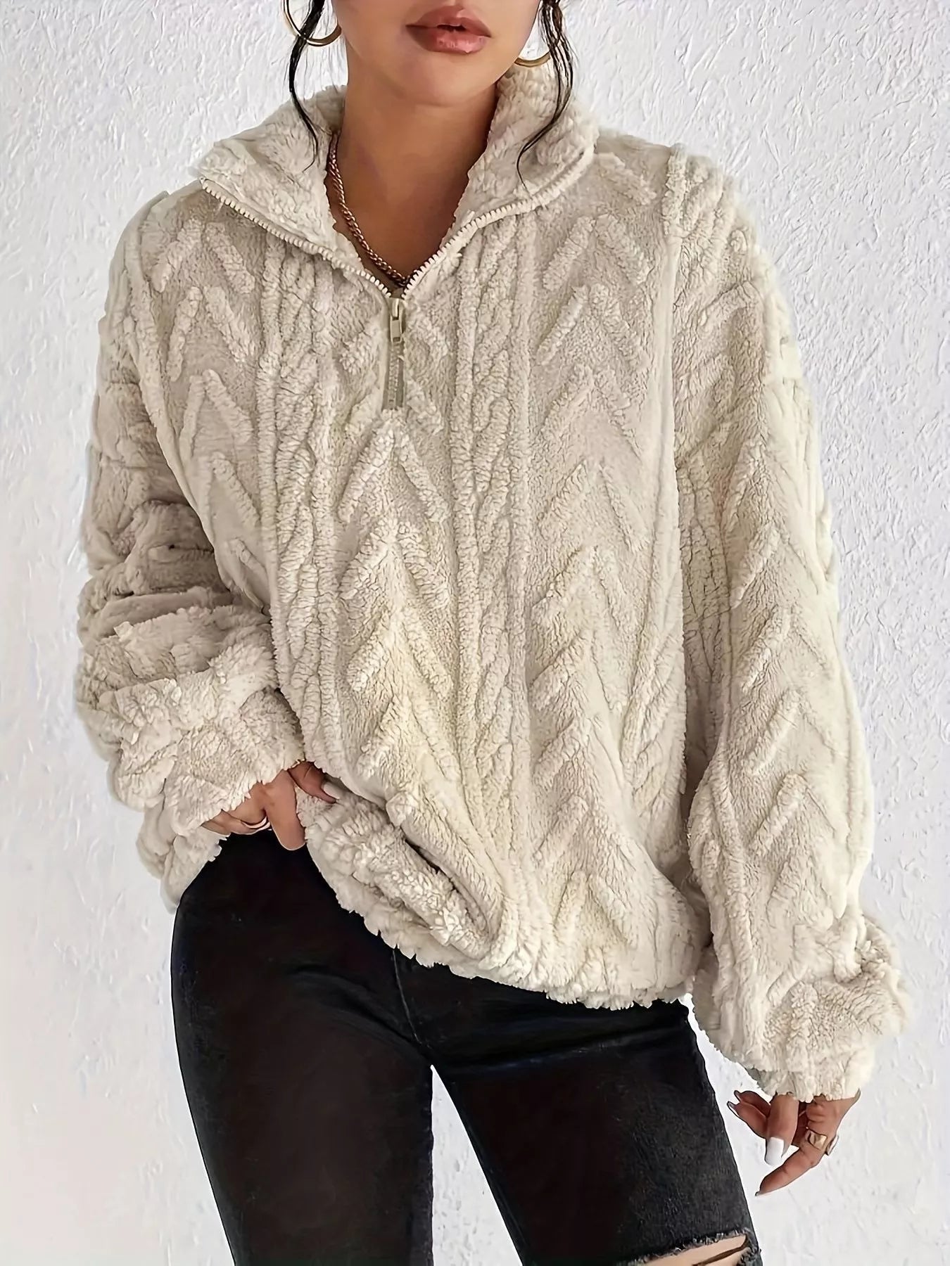 Yasmina - Maglione caldo e comodo con mezza zip