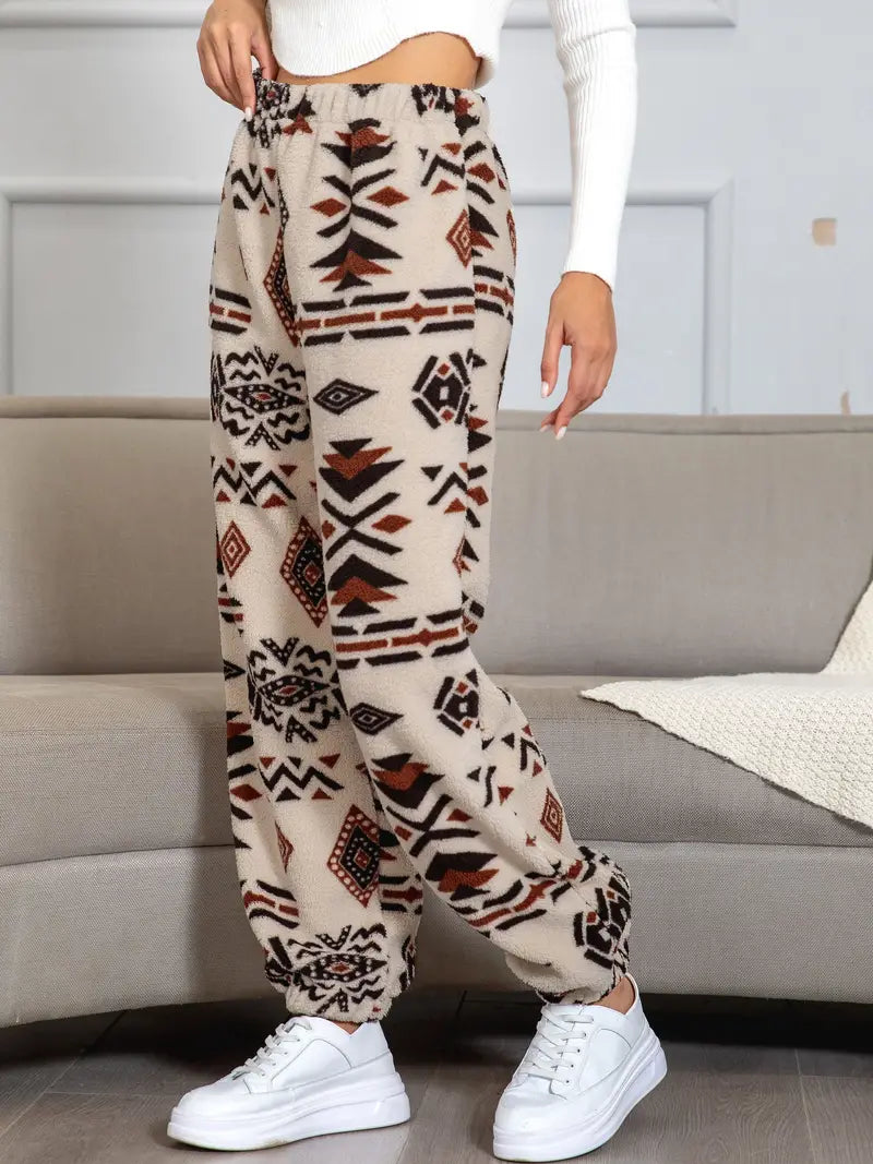 Marta - Joggers con motivo azteco e fondo rigido