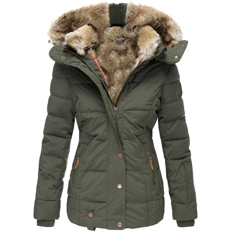 Greta - Cappotto invernale alla moda con fodera in pelliccia per donna
