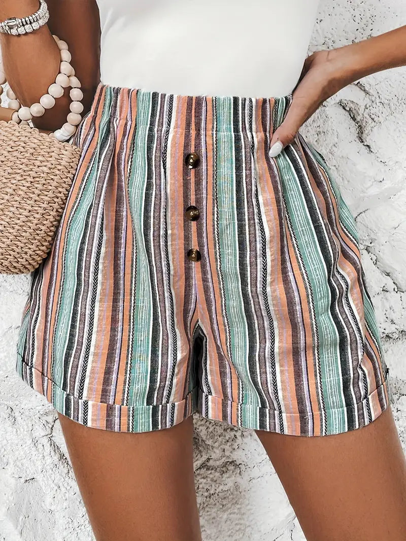 Maggie - Pantaloncini a vita alta con strisce a contrasto