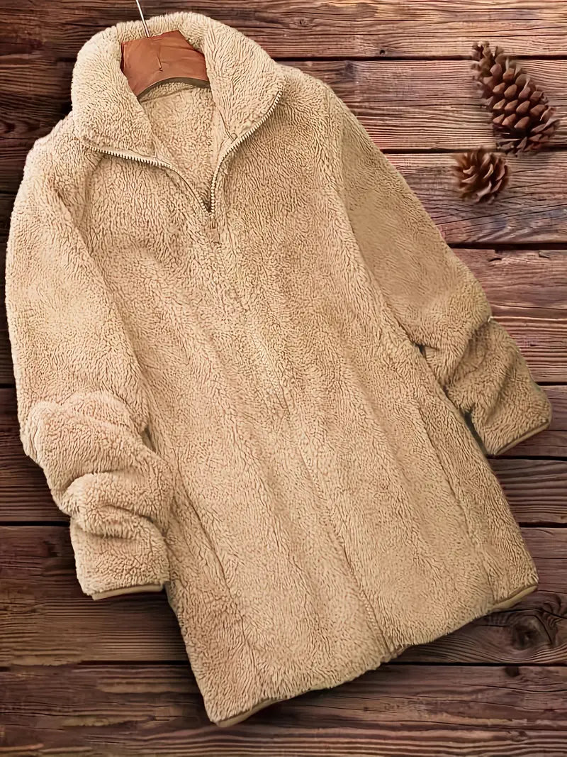 Edith - Cappotto teddy tinta unita con cerniera