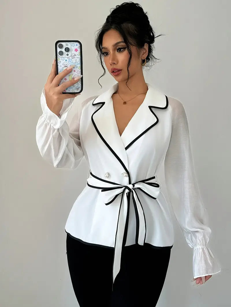 Helena - Elegante blazer da donna con profili a contrasto