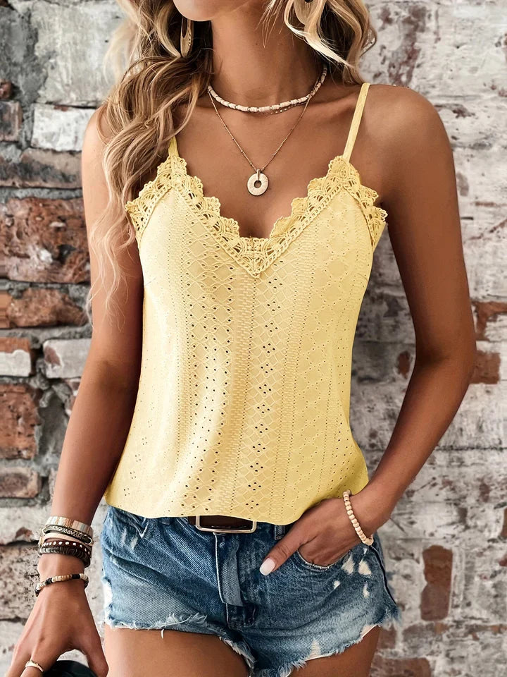 Virginia - Top casual con spalline sottili e scollo a V
