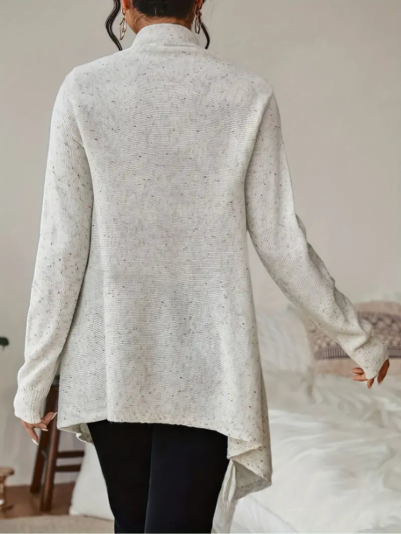 Katherine - Cardigan con scollo a cappuccio e orlo con nappe