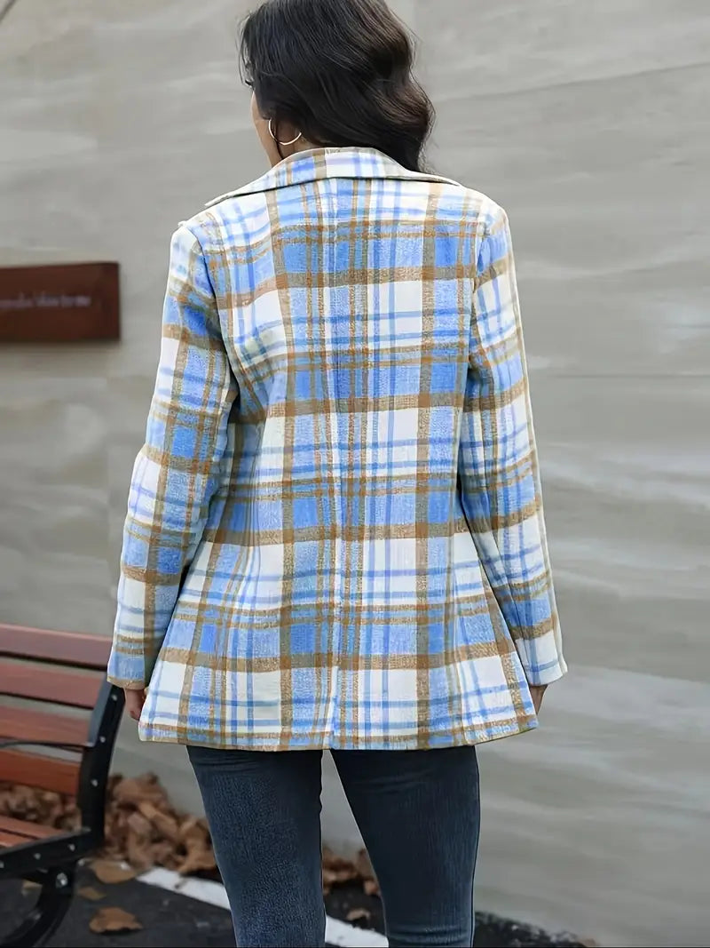 Audrey - Blazer a quadri con revers anteriore e abbottonatura