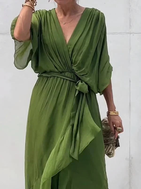 Julia - Elegante e raffinato abito in chiffon con scollatura a V