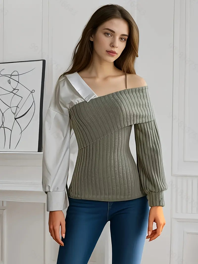 Della - Elegante top casual patchwork per donna